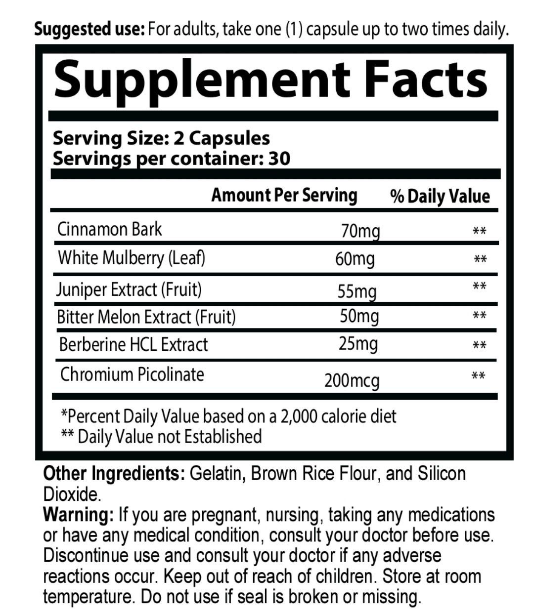 Blood support supplement facts panel