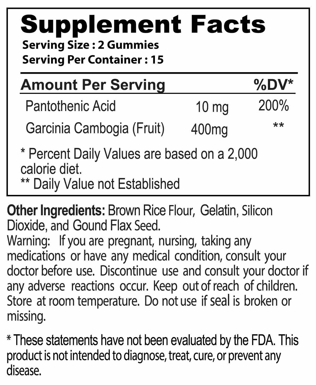 Daily cleanse supplement facts panel
